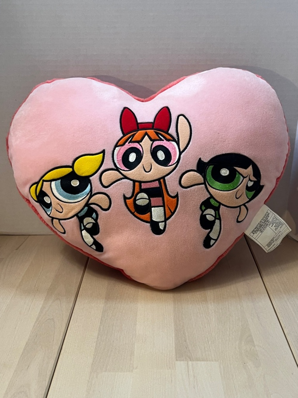 Powerpuff Girls Warner Bros Studio Store  2000 Pink Plush Heart Shaped Pillow